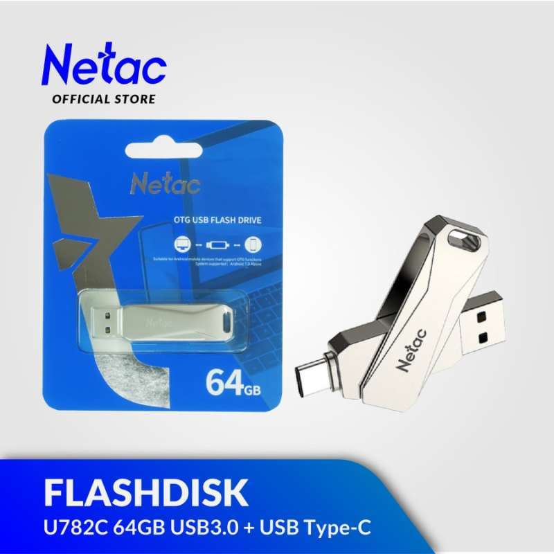 NETAC FLASHDISK OTG U782C 64GB USB 3.1 with Type-C DUAL DRIVE